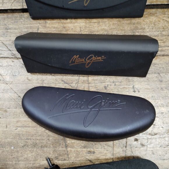 Four Maui Jim Sunglass Zippered Hard Sport Black Case Clamshell Fold - Picture 3 of 8